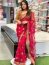 Elegant Red Embroidered Saree